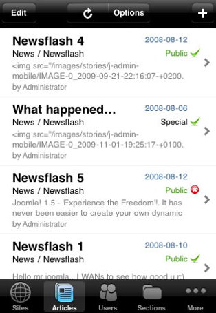 Joomla на iPhone - jAdmin