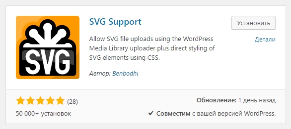 SVG Support поддержка