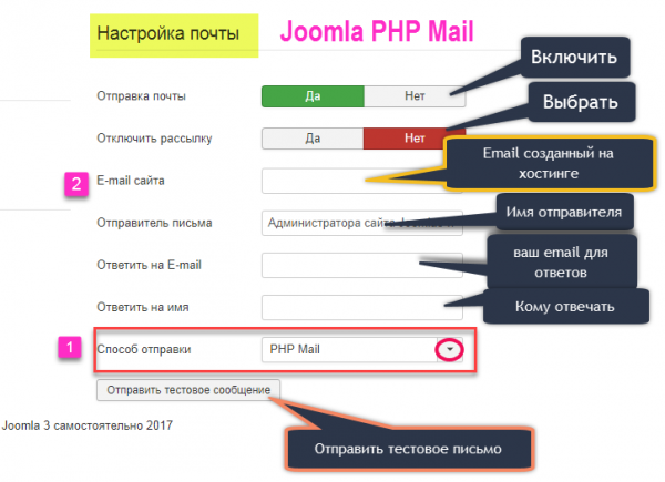 настройка php mail screen