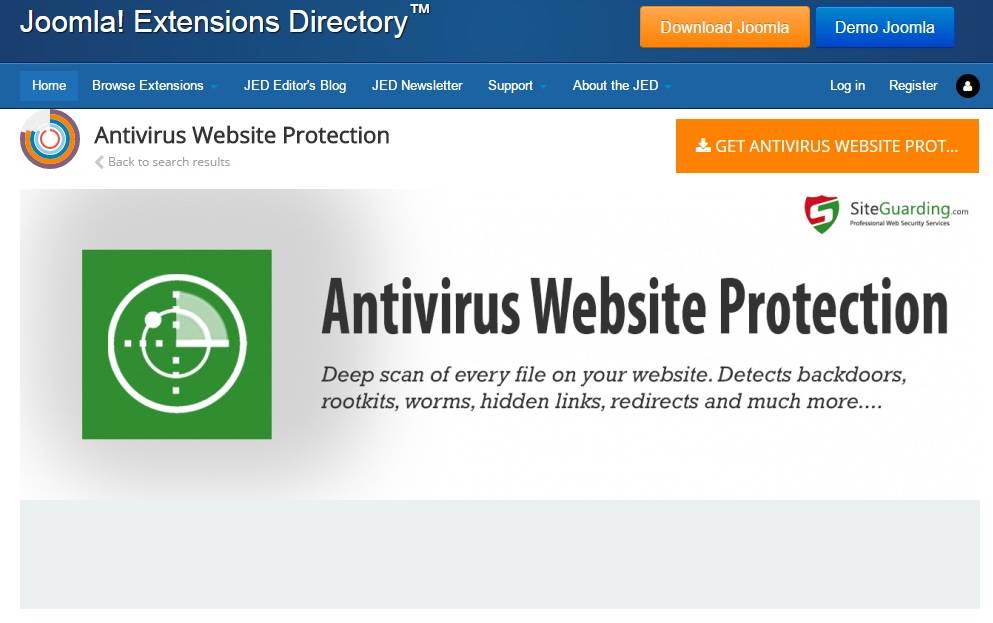 Antivirus Website Protection joomla