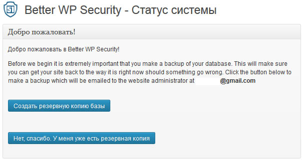 Параметры Better WP Security