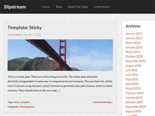 slipstream - красивый бесплатный шаблон на WordPress