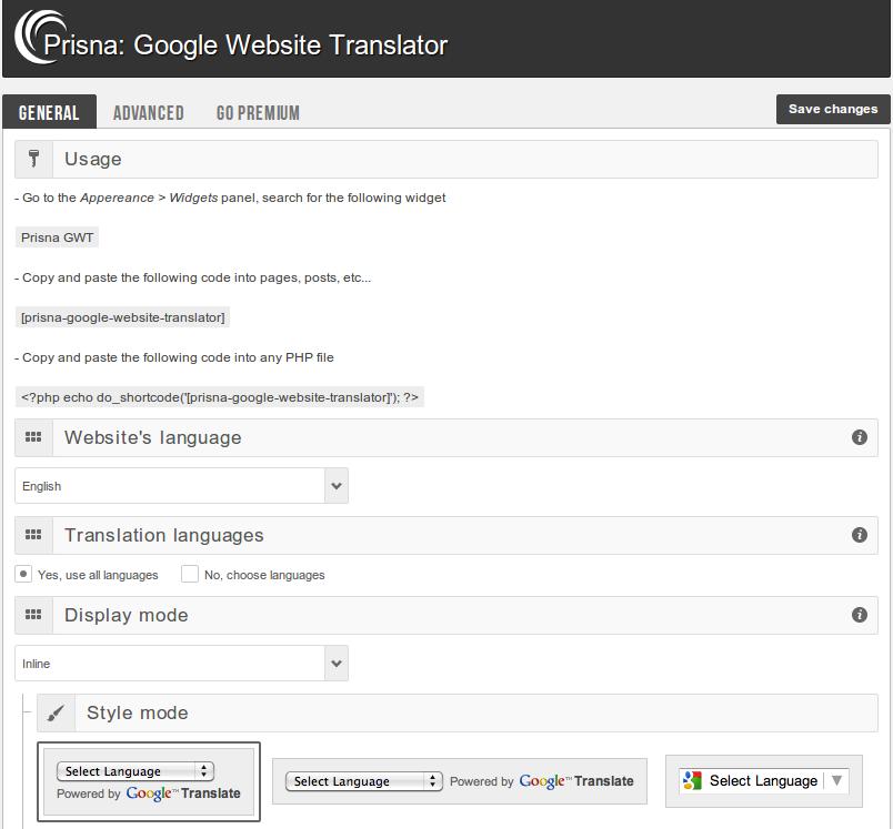 Google Website Translator by Prisna.net
