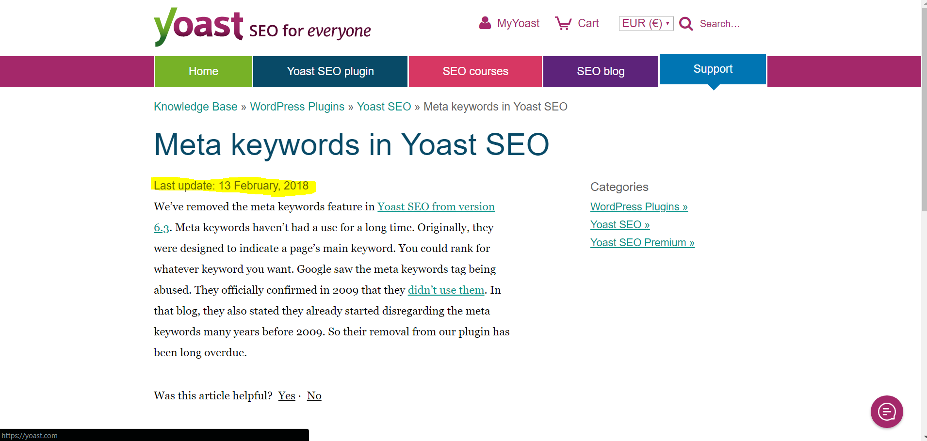 Разработчики Yoast SEO удалили keywords из плагина