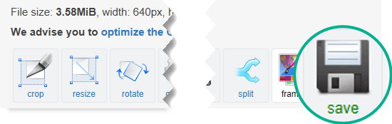 Нажмите кнопку Save (Сохранить), чтобы скопировать измененный GIF-файл на компьютер